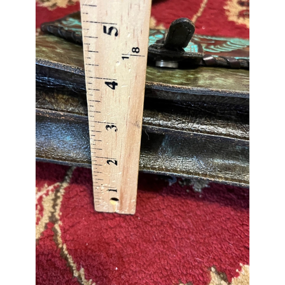 PATRICIA NASH SAVINI TOOLED BOHO COWGIRL TURQUOISE LEATHER BAG PURSE - Picture 6 of 11